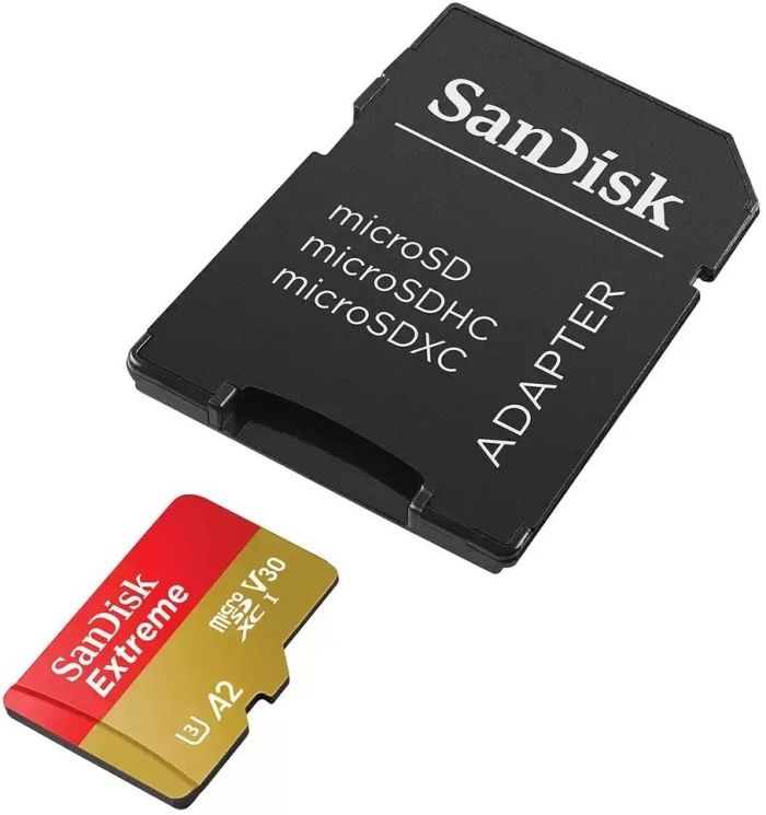 SanDisk 128 GB microSDXC UHS-I U3 V30 A2 Extreme (SDSQXAA-128G-GN6MA)