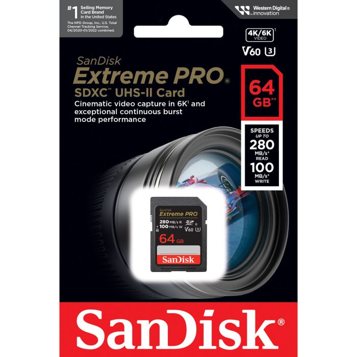 SanDisk 64 GB SDXC Class 10 UHS-II U3 V60 Extreme Pro (SDSDXEP-064G-GN4IN)