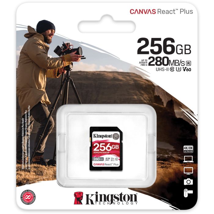 Kingston 256 GB SDXC Canvas React Plus UHS-II U3 V60 Class 10 (SDR2V6/256GB)