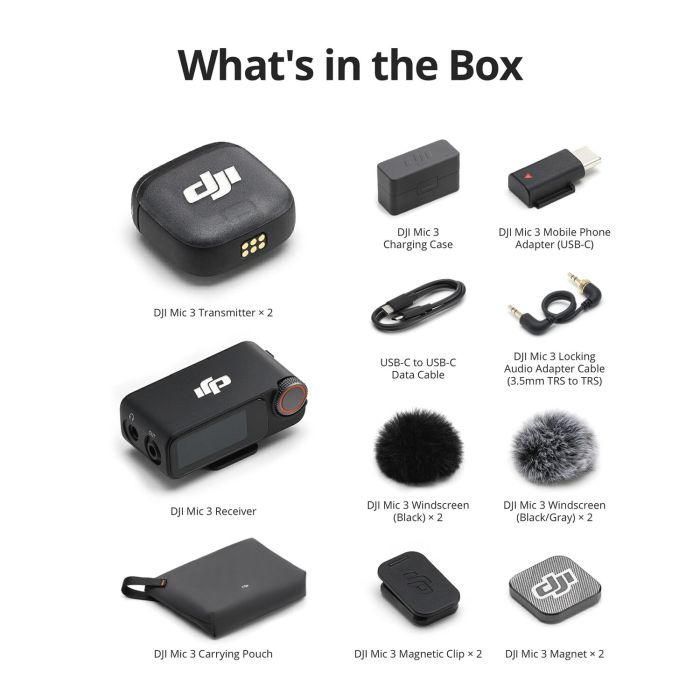 DJI MIC 3 2TX + 1RX + Charging Case (CP.RN.00000480.01) DJI MIC 3 2TX + 1RX + Charging Case (CP.RN.00000480.01)