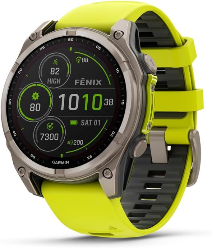 Garmin Fenix 8 47mm Solar Sapphire Titanium w. Amp Yellow/Graphite Silicone Band (010-02906-20/21)