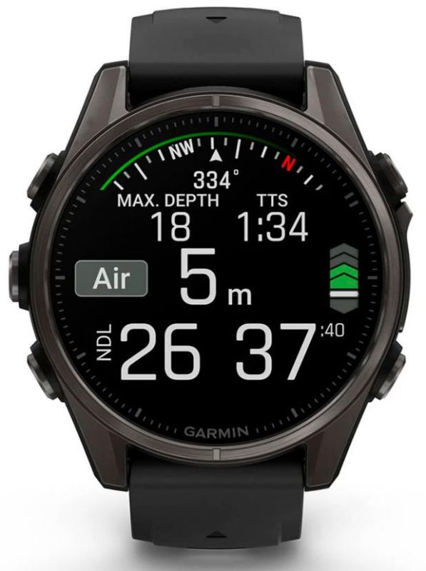 Garmin Fenix 8 43mm AMOLED Sapphire Carbon Gray DLC Tit. w. Black/Pebble Gray S. Band (010-02903-20/21)