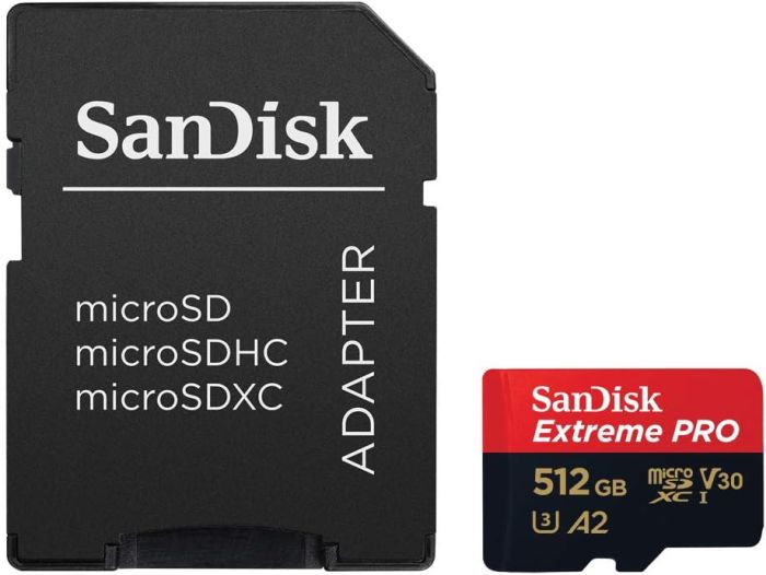 SanDisk 512 GB microSDXC UHS-I U3 Extreme Pro + SD Adapter SDSQXCD-512G-GN6MA