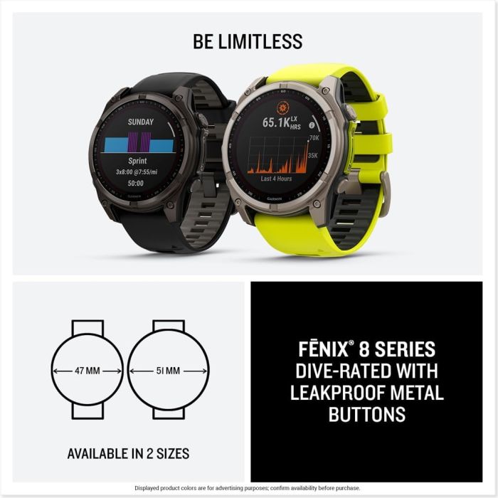 Garmin Fenix 8 47mm Solar Sapphire Titanium w. Amp Yellow/Graphite Silicone Band (010-02906-20/21)