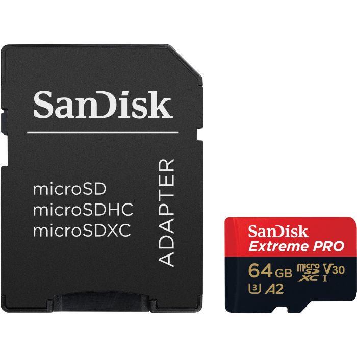 SanDisk 64 GB microSDXC UHS-I U3 Extreme Pro + SD Adapter SDSQXCU-064G-GN6MA