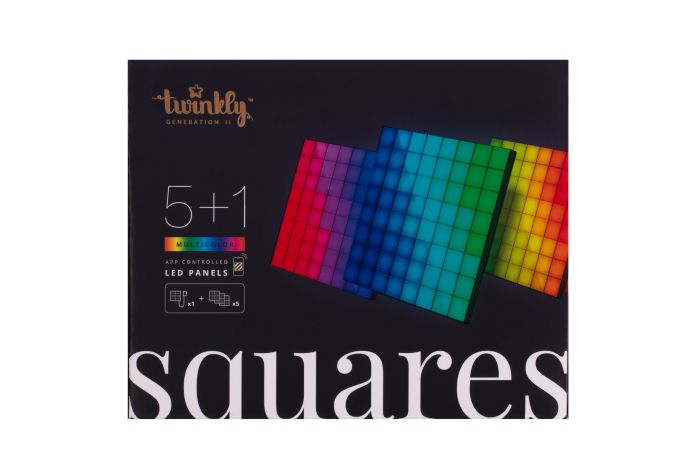 Панель Smart LED Twinkly Squares 1+5 RGB, Gen II, IP20, 16x16см, кабель білий