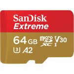 SanDisk 64 GB microSDXC UHS-I U3 V30 A2 Extreme (SDSQXAH-064G-GN6MN)