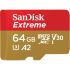 SanDisk 64 GB microSDXC UHS-I U3 V30 A2 Extreme (SDSQXAH-064G-GN6MN)
