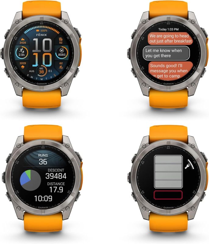 Garmin Fenix 8 51mm AMOLED Sapphire Titanium w. Spark Orange/Graphite Silicone Band (010-02905-10/11)