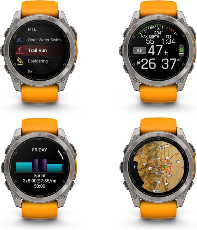 Garmin Fenix 8 51mm AMOLED Sapphire Titanium w. Spark Orange/Graphite Silicone Band (010-02905-10/11)