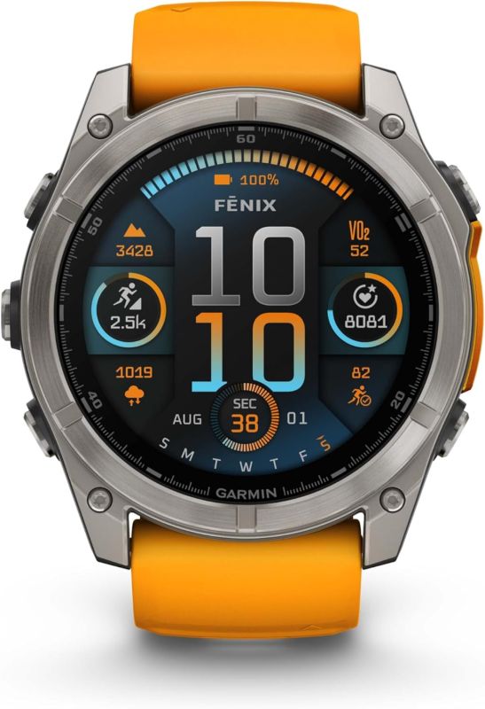 Garmin Fenix 8 51mm AMOLED Sapphire Titanium w. Spark Orange/Graphite Silicone Band (010-02905-10/11)