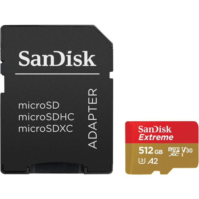 SanDisk 512 GB microSDXC UHS-I U3 V30 A2 Extreme + SD-Adapter (SDSQXAV-512G-GN6MA)