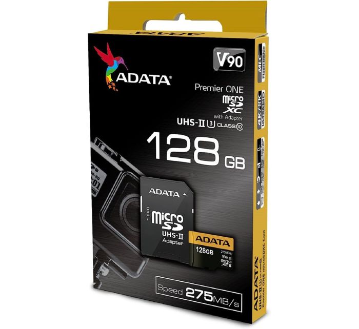 ADATA 128 GB microSDXC UHS-II U3 + SD adapter Premier ONE AUSDX128GUII3CL10-CA1