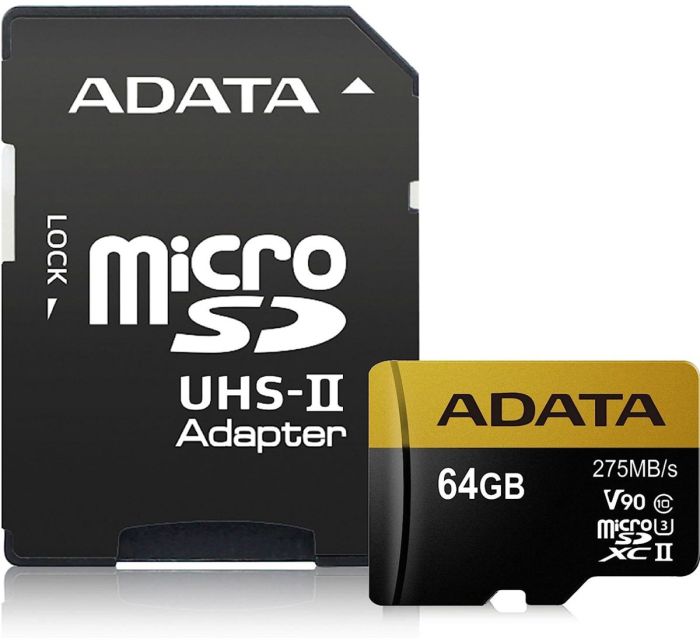ADATA 64 GB microSDXC UHS-II U3 Premier ONE + SD adapter AUSDX64GUII3CL10-CA1