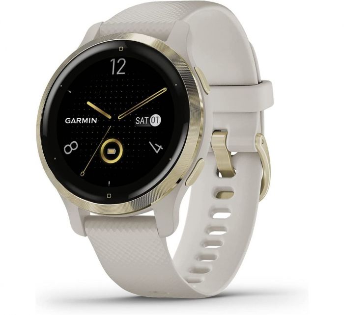 Garmin Venu 2S Light Gold Stainless Steel Bezel with Light Sand Case and Silicone Band (010-02429-01/11)