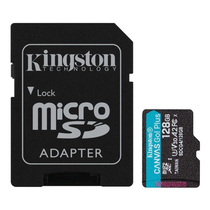 Kingston MicroSDXC 128GB UHS-I/U3 Class 10 Canvas Go! Plus R200/W200MB/s + SD-адаптер (SDCG4/128GB)