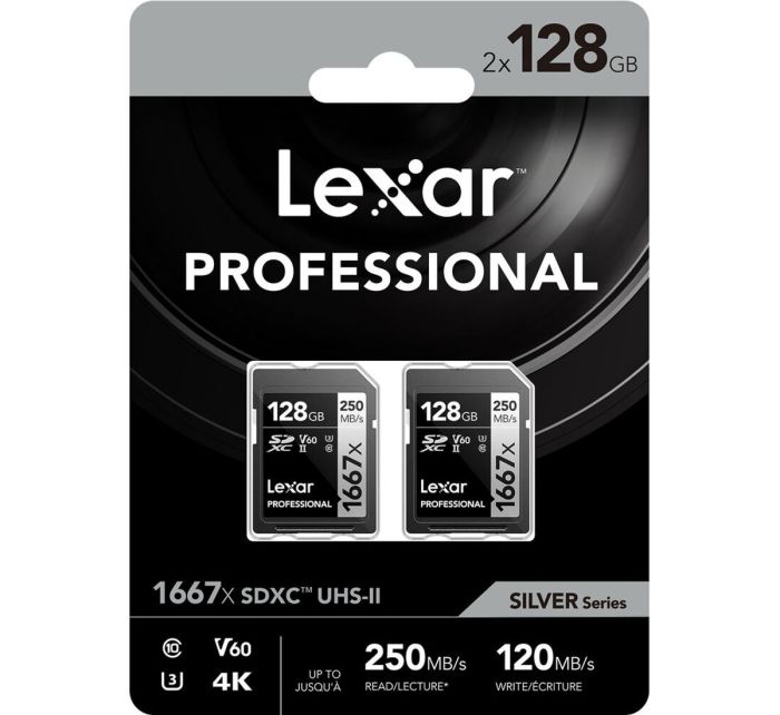 Lexar 128GB Professional 1667x UHS-II SDXC (2-pack)