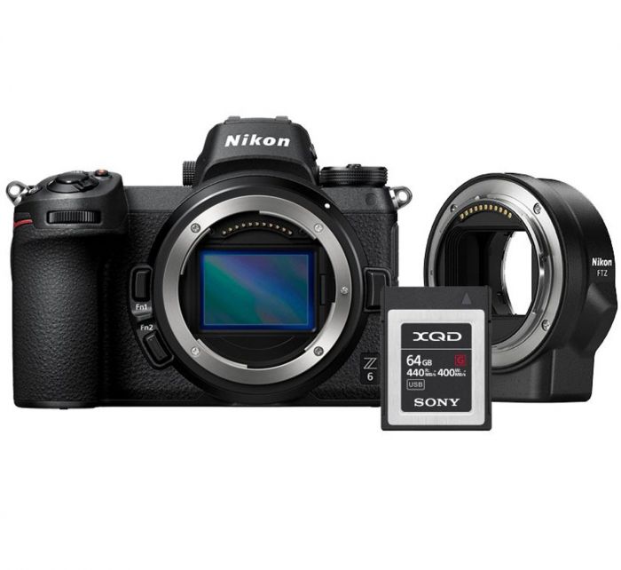 Nikon Z6 body + FTZ Mount Adapter + 64GB XQD