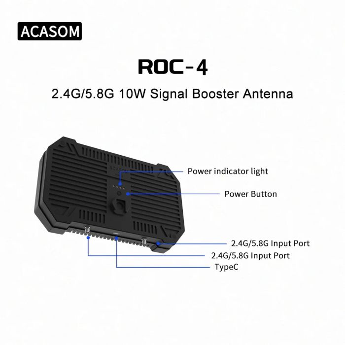 Підсилювач сигналу для квадрокоптера Acasom ROC-4 Antenna Dualband 10W 2.4G/5.8G Black