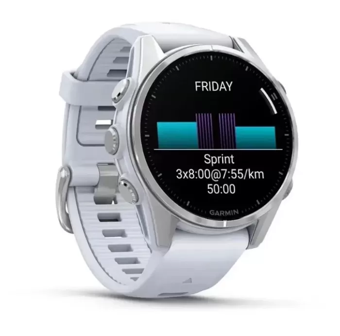 Garmin Fenix 8 43mm AMOLED Silver with Whitestone Silicone Band (010-02903-00)