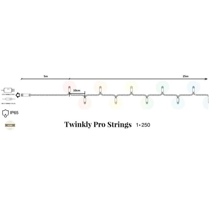 Smart LED Гірлянда Twinkly Smart LED Pro Strings RGBW 250, одинарная линия, IP65, AWG22, прозрачный (TW-PLC-S-CA-1X250SPP-T)